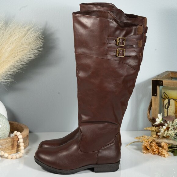 New Journee Collection Womens WC - Tori Chestnut Riding Boots Size 7.5 - Picture 5 of 7